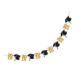 Maxbell 2018 Gold Glitter Graduation Cap Banner-Graduate Party Decoration Supplies Photo Props