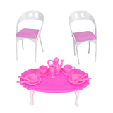 Maxbell Plastic Miniature Table Tableware Chair Play Set for  Dolls House Dining Rooms Decoration Accessories