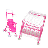 Maxbell Miniature Nursery Baby Crib Carriage for  Doll House Accessories