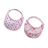 Maxbell Pretty Baby Doll Bib Burp Set Little Flowers Printed Saliva Bib for 18'' Zapf Doll Pink