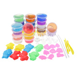 Maxbell DIY Slime Kit, 24 Colors Crystal Clay Mud Magic Transparent Clay Toys Stress Relief Toy Sludge Toys with 2Pcs Straw; 3 Clay Tools; 10Pcs Play Cups; 9Pcs Fruits Moulds; 8Pcs Animal Moulds