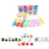 Maxbell DIY Slime Kit, 24 Colors Crystal Clay Mud Magic Transparent Clay Toys Stress Relief Toy Sludge Toys with 2Pcs Straw; 3 Clay Tools; 10Pcs Play Cups; 9Pcs Fruits Moulds; 8Pcs Animal Moulds