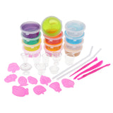 Maxbell DIY Slime Kit, 12 Colors Crystal Clay Mud Magic Transparent Clay Toys Stress Relief Toy Sludge Toys with 2Pcs Straw; 3pcs Clay Tools; 10Pcs Play Food Cups; 9Pcs Fruits Moulds for Both Adults and Children