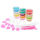 Maxbell DIY Slime Kit, 12 Colors Crystal Clay Mud Magic Transparent Clay Toys Stress Relief Toy Sludge Toys with 2Pcs Straw; 3pcs Clay Tools; 10Pcs Play Food Cups; 9Pcs Fruits Moulds for Both Adults and Children