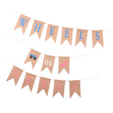 Maxbell Wheels Or Heels Gender Reveal Natural Bunting Burlap Banner Baby Shower