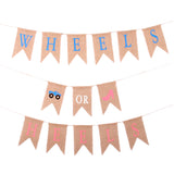 Maxbell Wheels Or Heels Gender Reveal Natural Bunting Burlap Banner Baby Shower