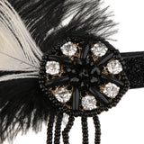 Maxbell 1920s Lady Girls Feather Crystal Tassel Headband Headwear Hair Accessories