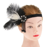 Maxbell 1920s Lady Girls Feather Crystal Tassel Headband Headwear Hair Accessories