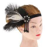 Maxbell 1920s Lady Girls Feather Crystal Tassel Headband Headwear Hair Accessories