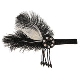 Maxbell 1920s Lady Girls Feather Crystal Tassel Headband Headwear Hair Accessories