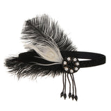 Maxbell 1920s Lady Girls Feather Crystal Tassel Headband Headwear Hair Accessories