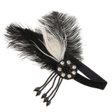 Maxbell 1920s Lady Girls Feather Crystal Tassel Headband Headwear Hair Accessories