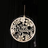 Maxbell On Your's Wedding Day Wooden Hanging Sign Board with Light String Decor Wedding Party Supplies