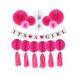 Maxbell Its A Girl Hanging Garland Honeycomb Pinwheel Fans Baby Shower Decor Kits