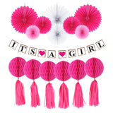 Maxbell Its A Girl Hanging Garland Honeycomb Pinwheel Fans Baby Shower Decor Kits