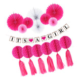 Maxbell Its A Girl Hanging Garland Honeycomb Pinwheel Fans Baby Shower Decor Kits