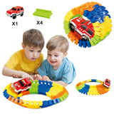 Maxbell Hot DIY Assembly Flexible Track Racing Car Model Kits Playset with Light Kids Educational Toy Xmas Gift - 28 Pieces