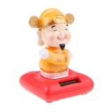 Maxbell Cartoon Nodding The God of Fortune Wealth Model Solar Powered Figure Toy Swing Figurine Office Desk Home Car Decor Birthday Xmas Gifts