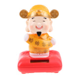 Maxbell Cartoon Nodding The God of Fortune Wealth Model Solar Powered Figure Toy Swing Figurine Office Desk Home Car Decor Birthday Xmas Gifts