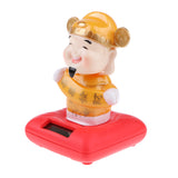 Maxbell Cartoon Nodding The God of Fortune Wealth Model Solar Powered Figure Toy Swing Figurine Office Desk Home Car Decor Birthday Xmas Gifts