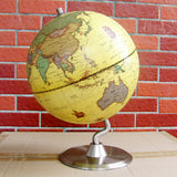 Maxbell 23cm ABS Geographical 360° Rotating World Map Ocean Globe Desktop Decor Teaching Aid Yellow