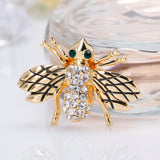 Maxbell Enamel Gold Rhinestone Honeybee Brooch Insect Bug Boutonniere Pin Jewelry