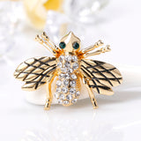 Maxbell Enamel Gold Rhinestone Honeybee Brooch Insect Bug Boutonniere Pin Jewelry