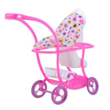 Maxbell High Quality Plastic Mini Baby Doll Stroller Push Car Dolls Trolley Furniture Room Item For Barbie Dolls