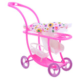 Maxbell High Quality Plastic Mini Baby Doll Stroller Push Car Dolls Trolley Furniture Room Item For Barbie Dolls