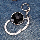 Maxbell Round Foldable Handbag Purse Bag Protective Accessory Table Hook Hanger Holder With Keychain - Black