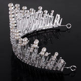 Maxbell Wedding Bridal Bridesmaid Alloy Artificial Pearls Rhinestones Charms Crown Head Decor Jewelry Headband Tiara Silver #5