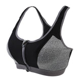 Maxbell Women Girls Fashionable Front Zippered Design Shock Absorber Sports Bra High Impact Yoga Gym Fitness Racerback M