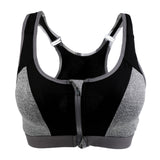 Maxbell Women Girls Fashionable Front Zippered Design Shock Absorber Sports Bra High Impact Yoga Gym Fitness Racerback M