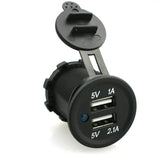 Maxbell Waterproof Car Motorcycle Dual USB Adapter Cigarette Lighter Charger Socket