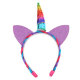 Maxbell Festival Christmas Rainbow Decorative Unicorn Horn Pony Hair Hoop Party Kids Headband Dress up Cosplay Novelty Gift