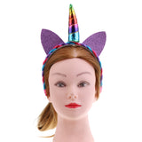 Maxbell Festival Christmas Rainbow Decorative Unicorn Horn Pony Hair Hoop Party Kids Headband Dress up Cosplay Novelty Gift