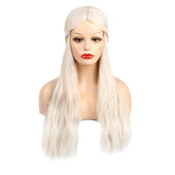 Maxbell Beauty 28''/70cm Elegant Middle Parting Women Long Wavy Straight Cosplay Braided Wigs White