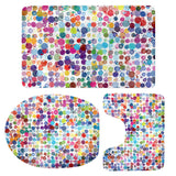 Maxbell Set Of 3PCS Safe Slip Resistant Flannel Bath Mat With Toilet Rug & Seat Cover Entrance Door Bathroom Coffee Study Kitchen Bed Decor Colorful Dots