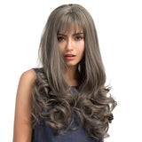 Maxbell Natural Fashion Women Long Curly Grey Full Hair Wig Heat Resistant Cosplay