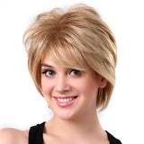 Maxbell Light Blonde Short Human Hair Wigs Women Ladies Daily Natural Fluffy Wig New