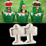 Maxbell Merry Christmas Silicone Mould Fondant Cake Mold for Sugar Craft Cake Decoration