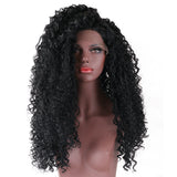 Maxbell Women's Long Afro Kinky Curly Lace Front Wigs Thick Density Synthetic Hair Heat Resistant Full Head Wig Black 26inch