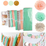 Maxbell Set of 20pcs Tissue Paper Flowers Pom Poms Tassels Paper Garland Party Decora