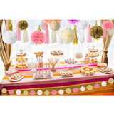 Maxbell Set of 20pcs Mixed Tissue Paper Flowers Balls Tassels Paper Garland Party Decora Gold Pink Beige