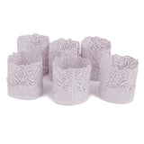 Maxbell Generic 6PCS Hollow Rose Pattern Led Tealight Candles Wraps Candle Holders Light Purple