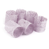 Maxbell Generic 6PCS Hollow Rose Pattern Led Tealight Candles Wraps Candle Holders Light Purple