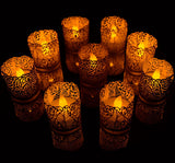 Maxbell Generic 6PCS Hollow Rose Pattern Led Tealight Candles Wraps Candle Holders Light Purple