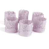 Maxbell Generic 6PCS Hollow Rose Pattern Led Tealight Candles Wraps Candle Holders Light Purple