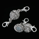 Maxbell 5Pcs Ball Rhinestone Lobster Magnetic Clasp Jewelry DIY Findings 12mm Silver for Necklace Bracelet