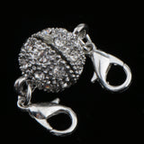 Maxbell 5Pcs Ball Rhinestone Lobster Magnetic Clasp Jewelry DIY Findings 12mm Silver for Necklace Bracelet